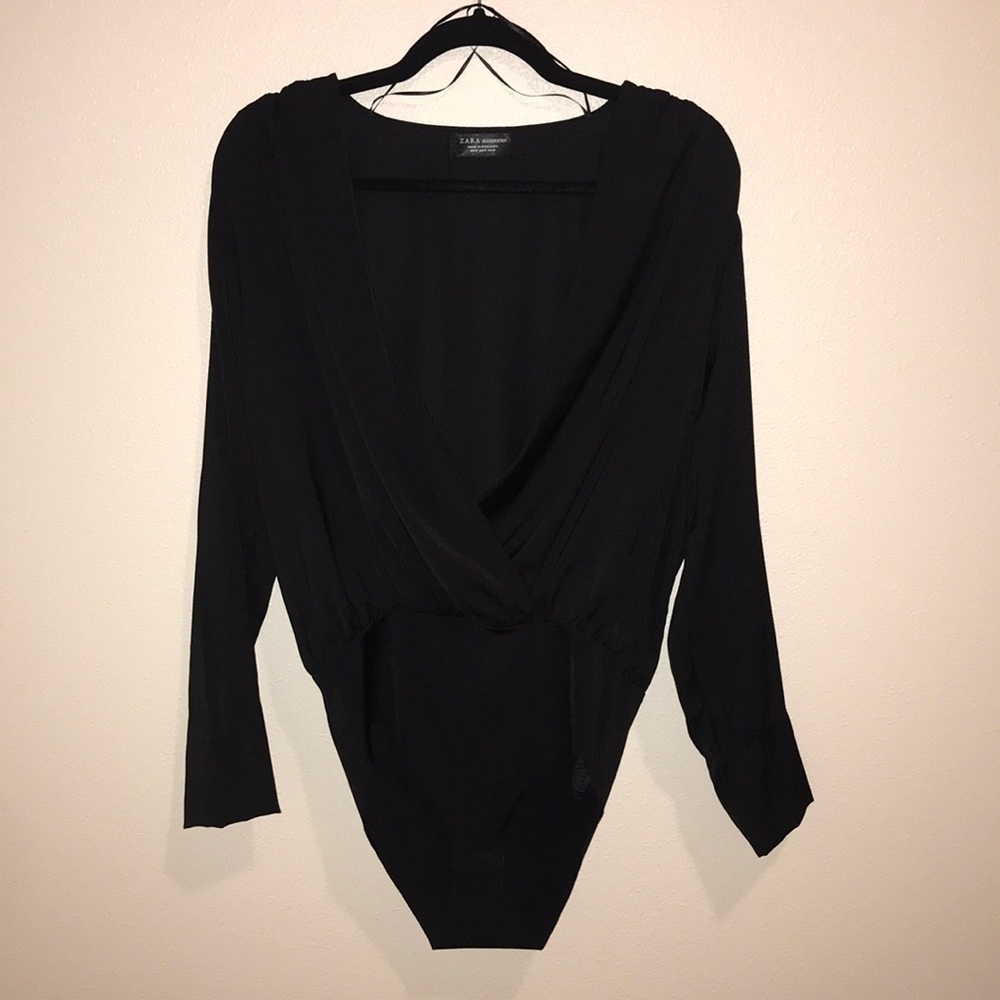 NWOT Zara Black Satin Bodysuit